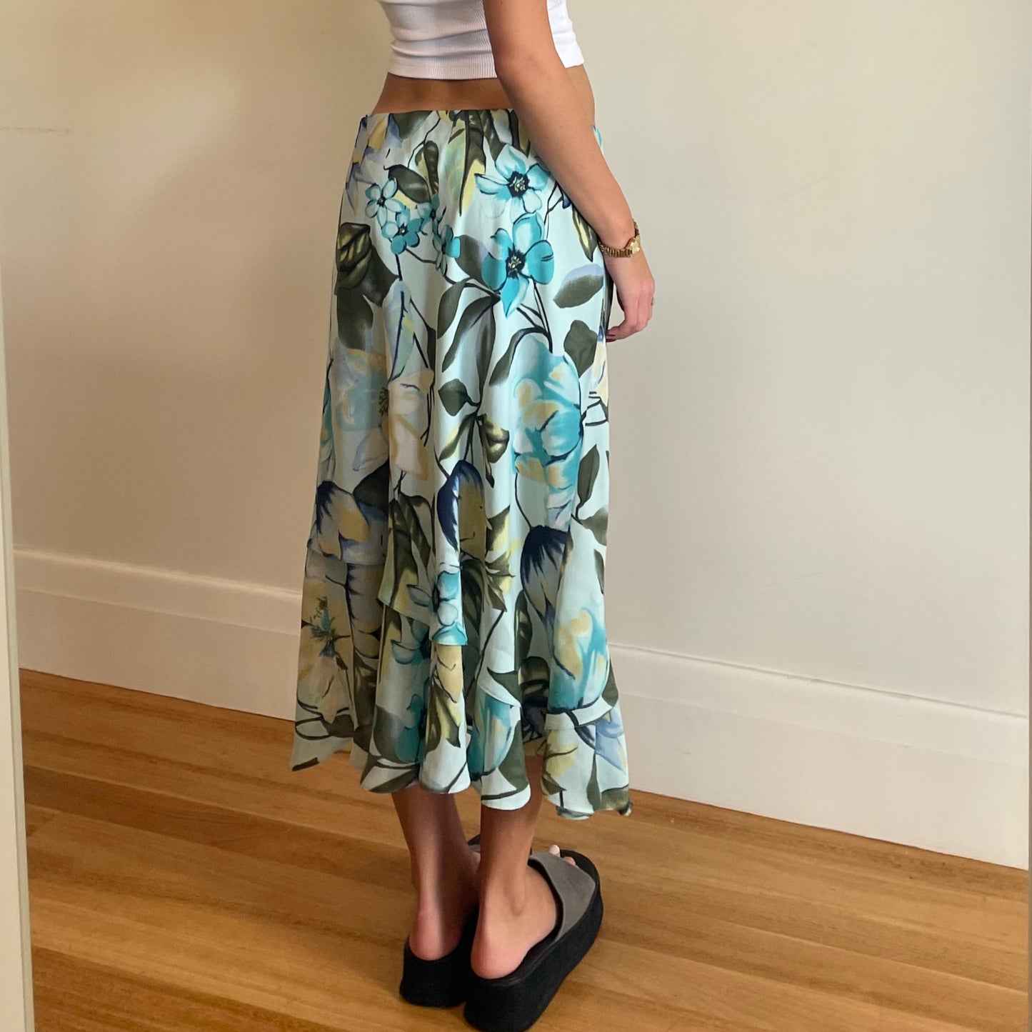 90s floral midi skirt