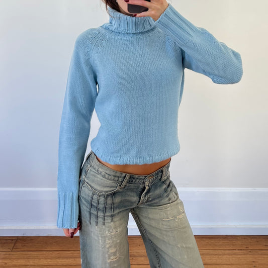 blue knit sweater