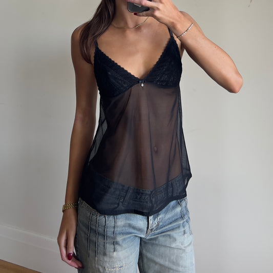 black sheer lace cami