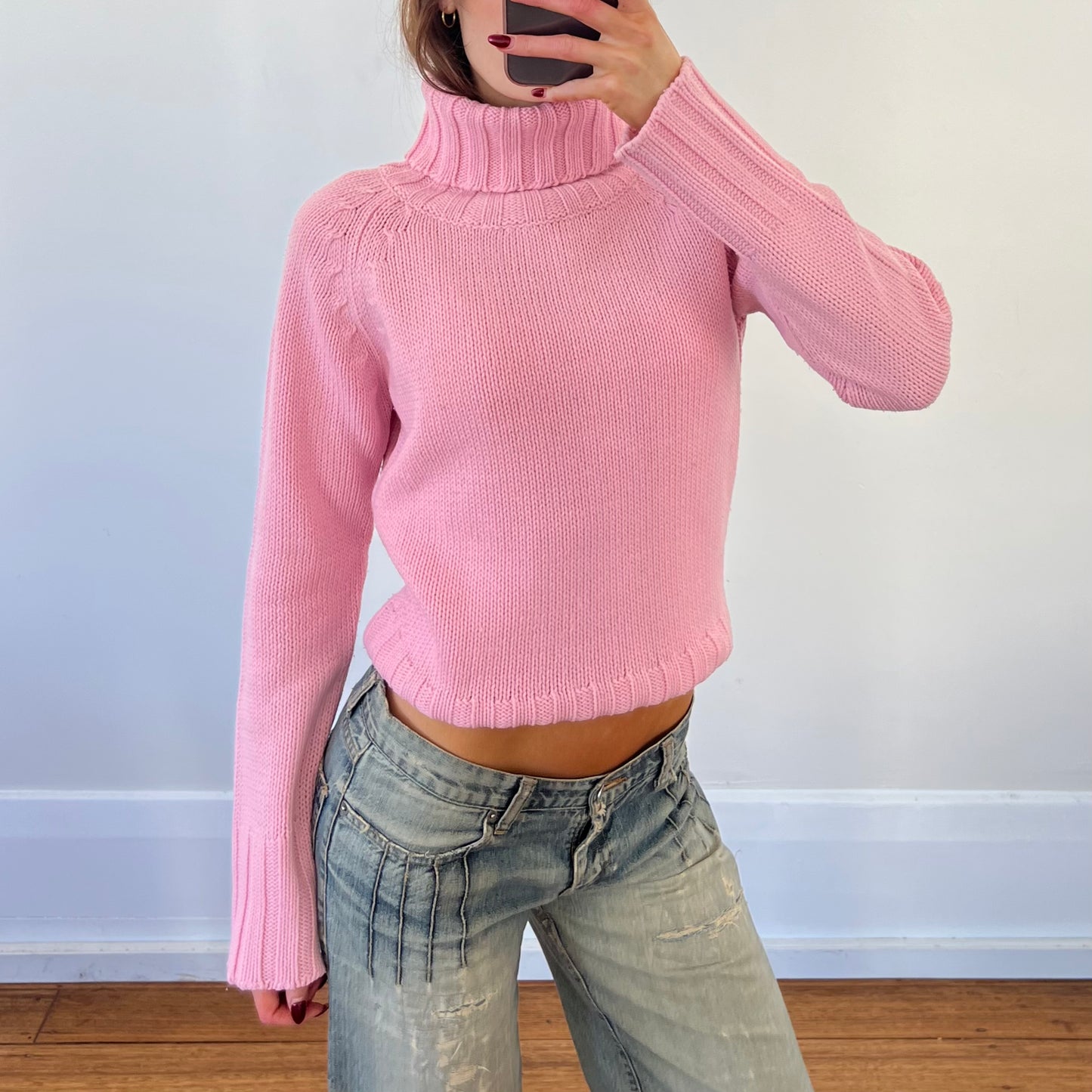 pink knit sweater