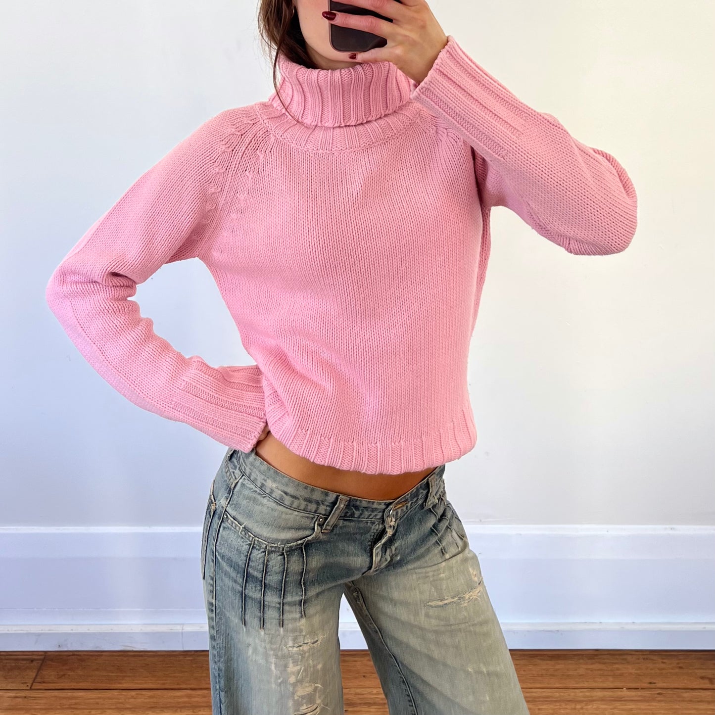 pink knit sweater