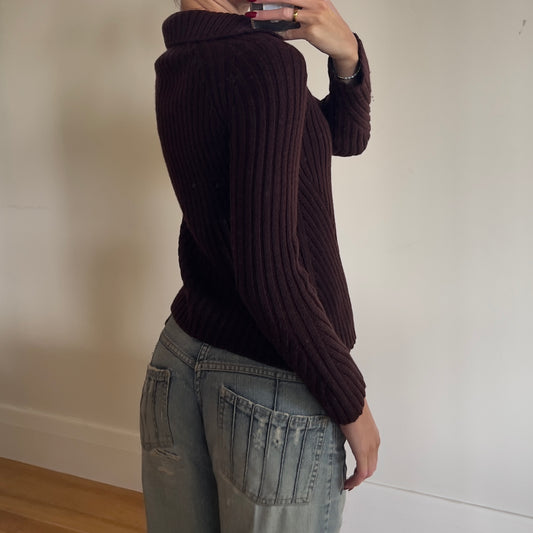 maroon zip-up knit