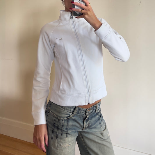 white 2000s Nike zip-up jacket