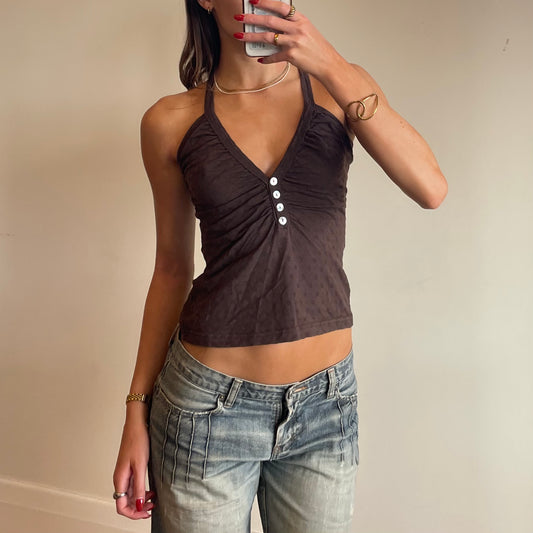 brown button-up cami