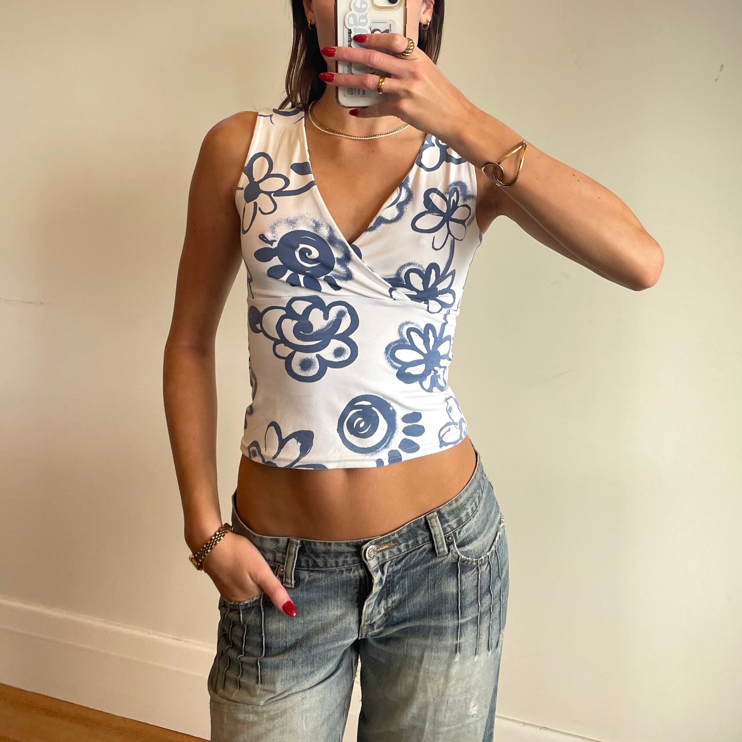 2000s printed tank top