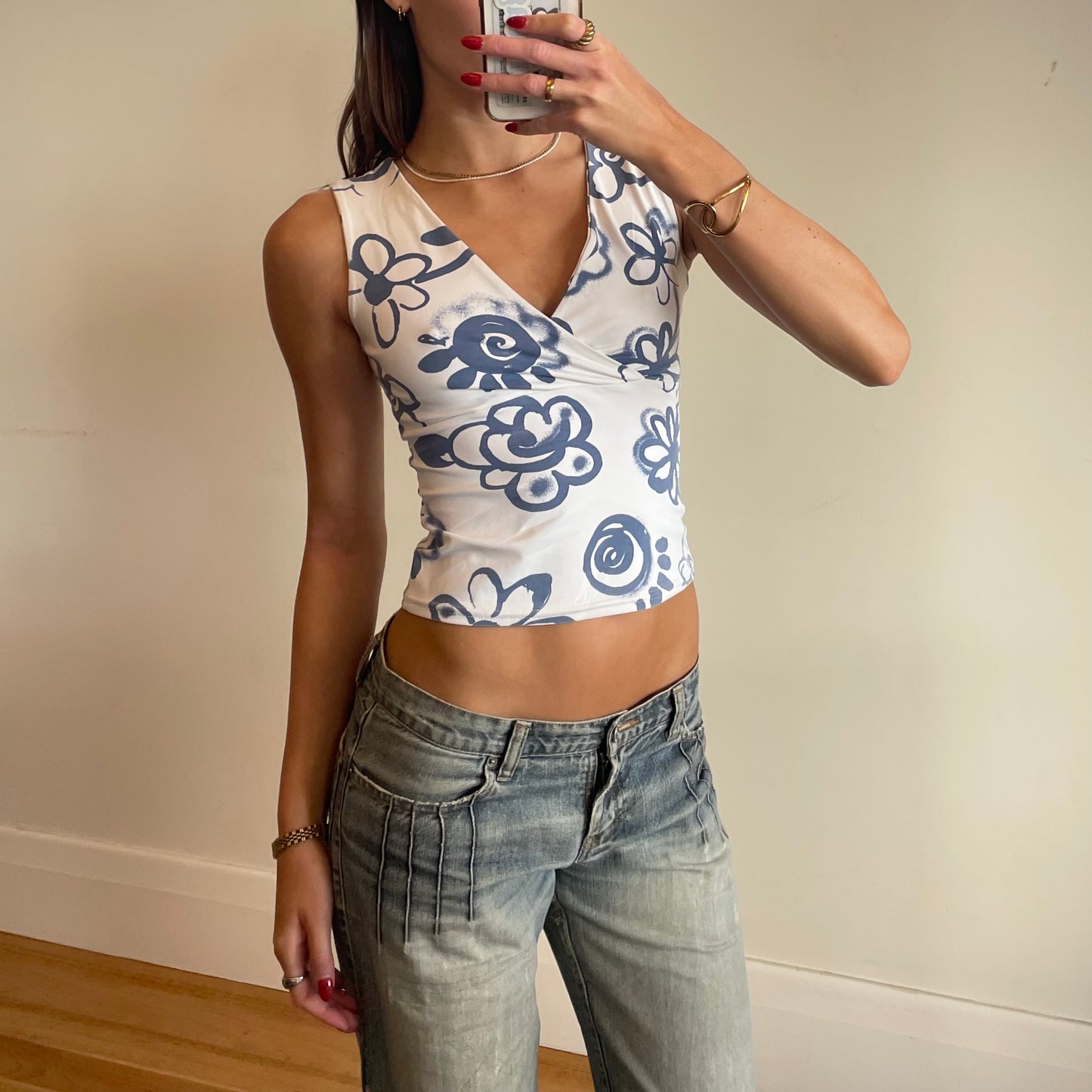 2000s printed tank top