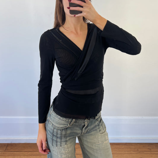 black mesh wrap top