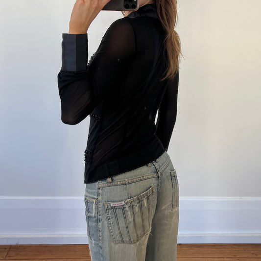 black sheer beaded shirt