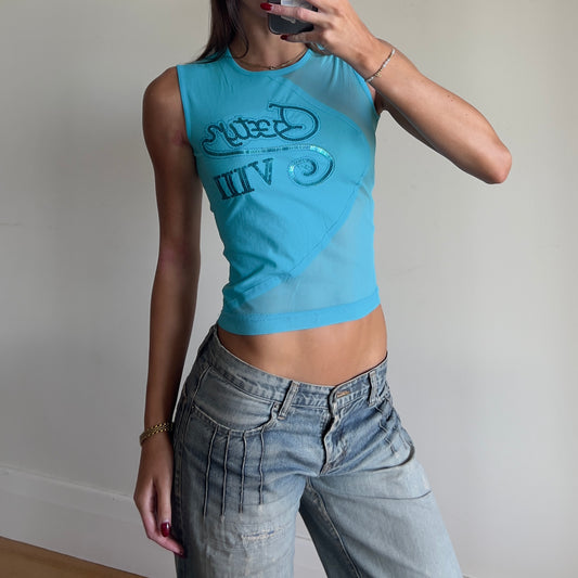 mesh sequin tank top