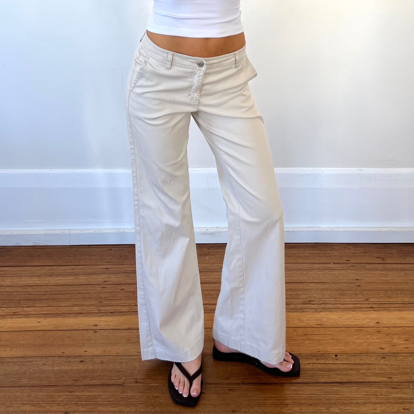 beige wide leg pants