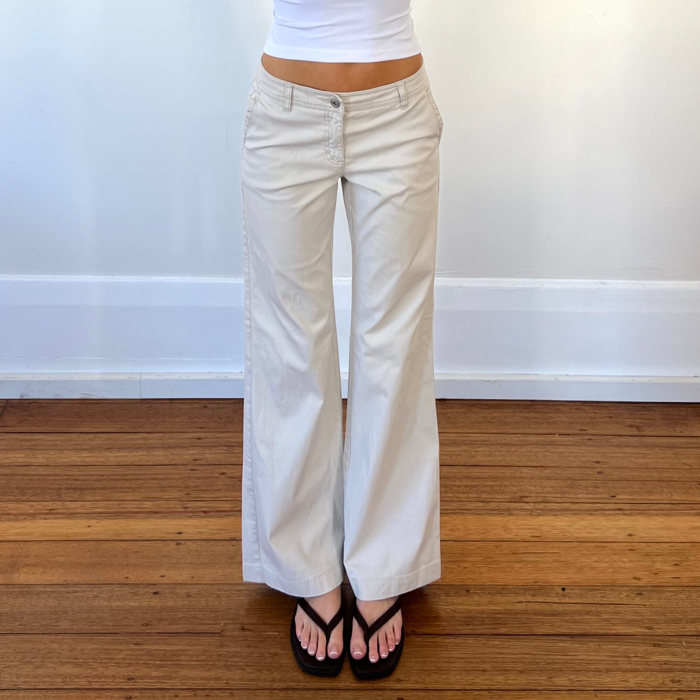 beige wide leg pants