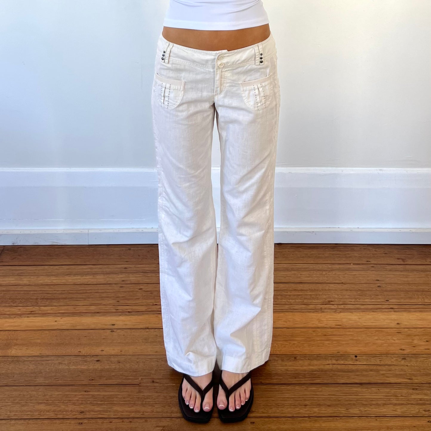 low rise linen pants