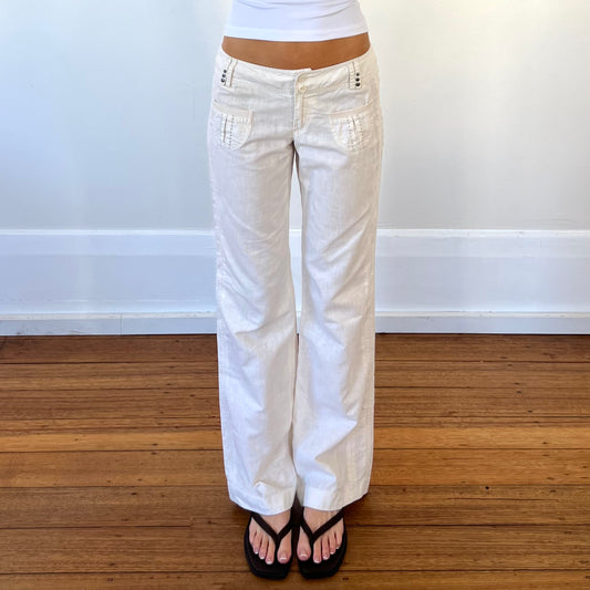 low rise linen pants