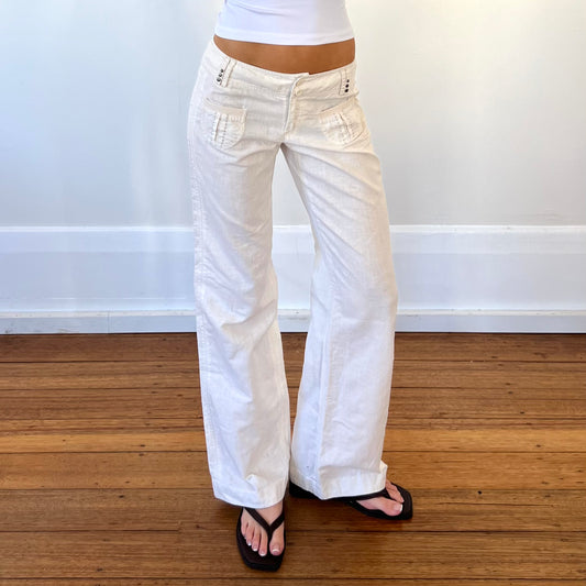 low rise linen pants