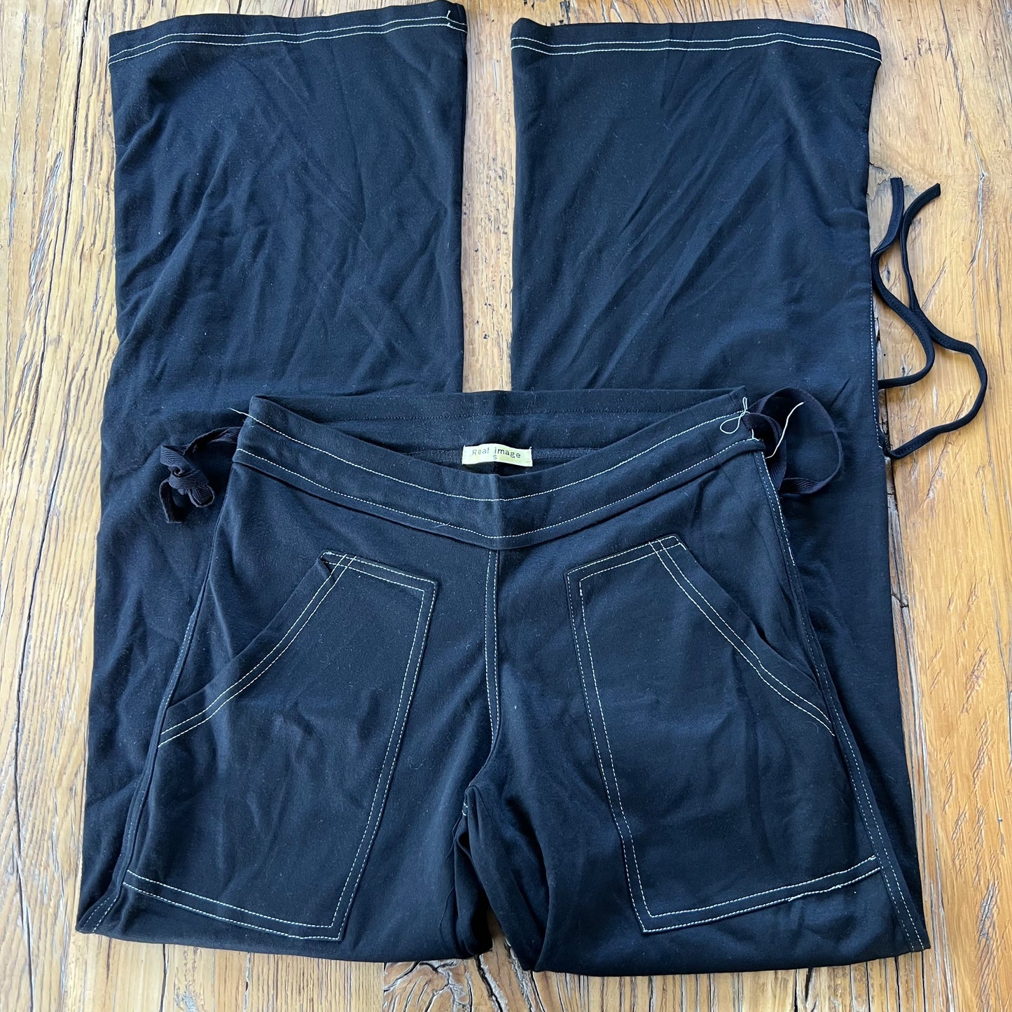 black contrast stitch pants