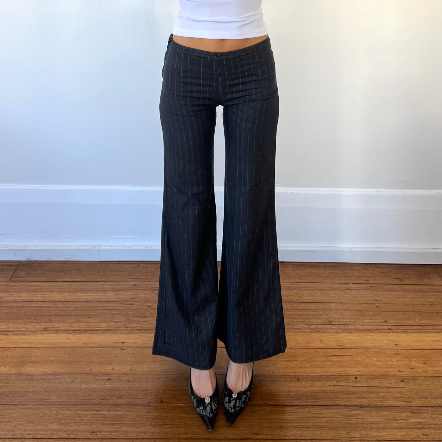 grey pinstripe trousers
