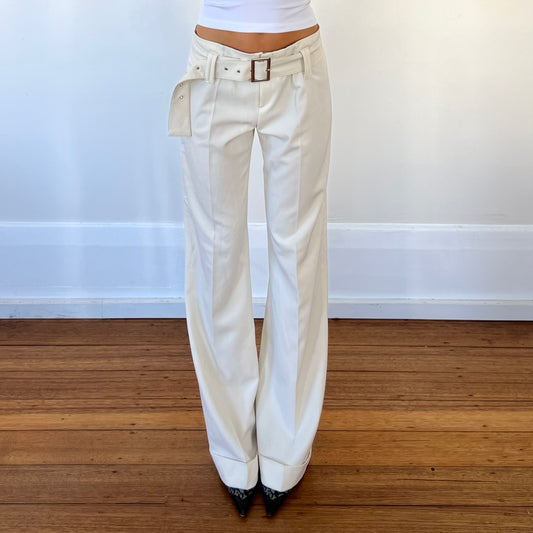 cream wide leg trousers