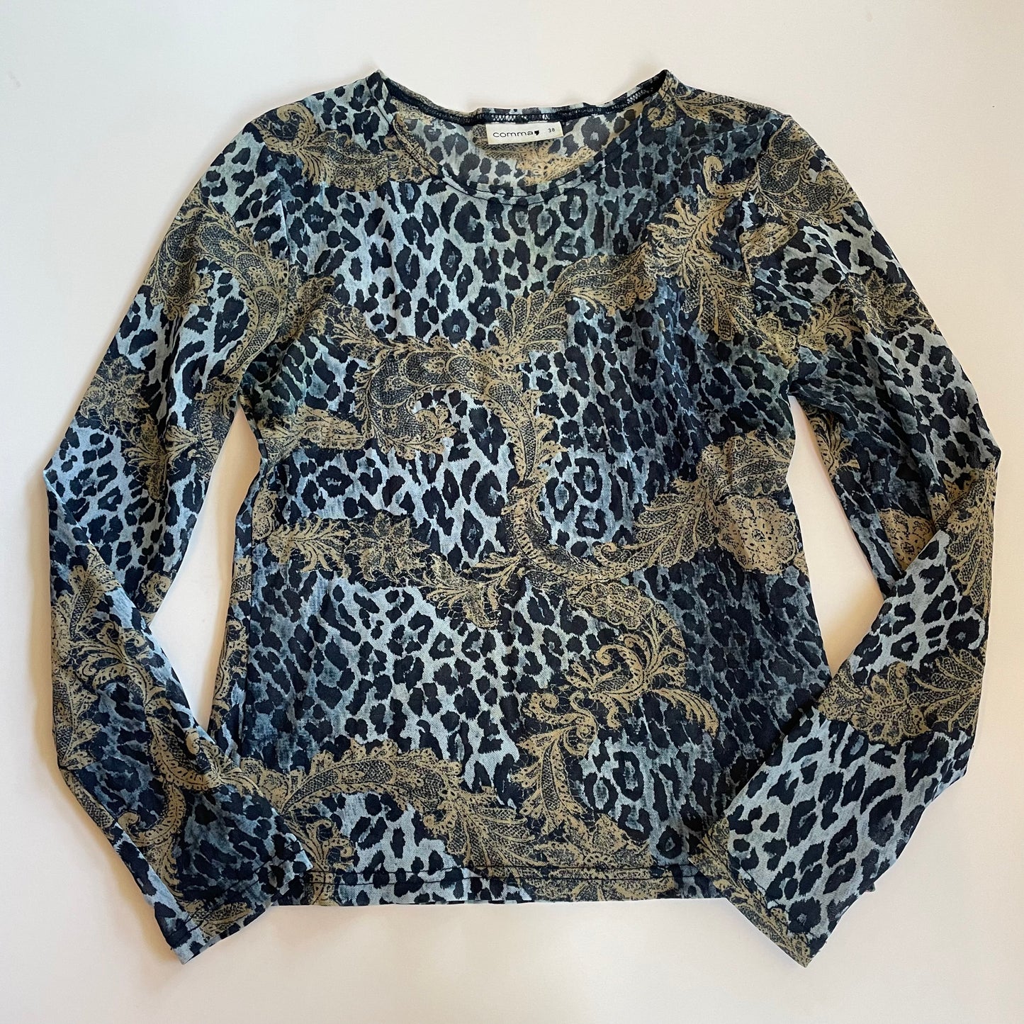 animal print mesh long sleeve