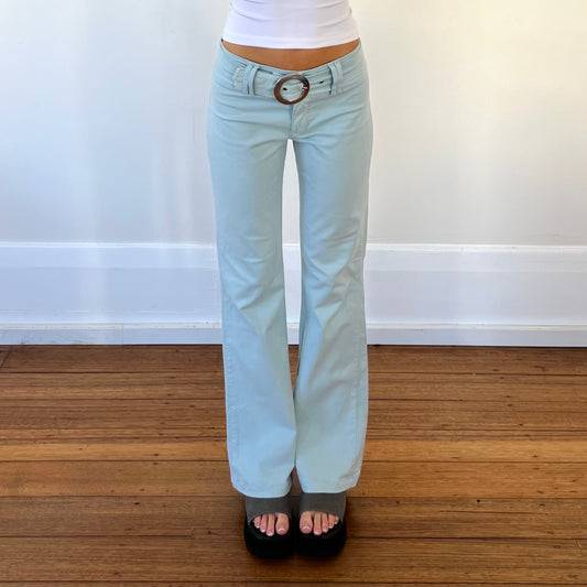 blue buckle pants