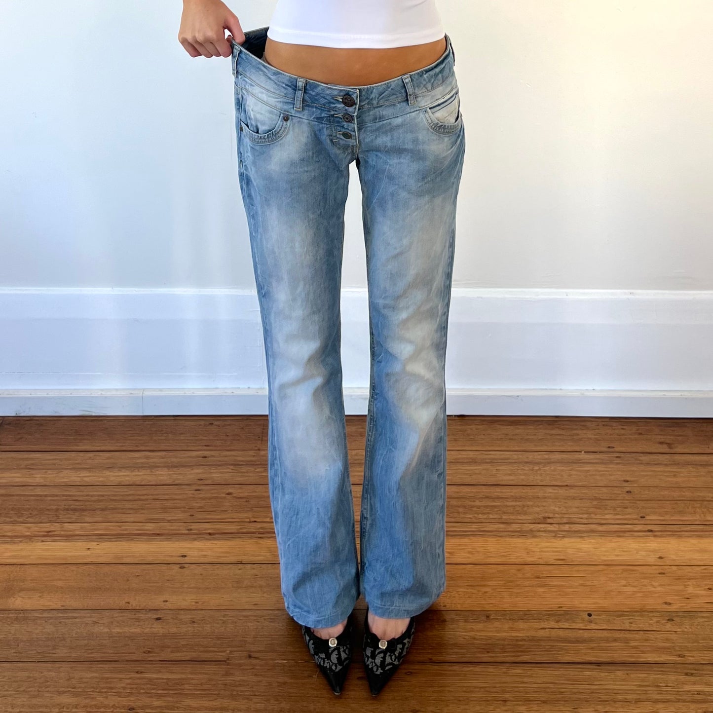 low rise bootcut jeans
