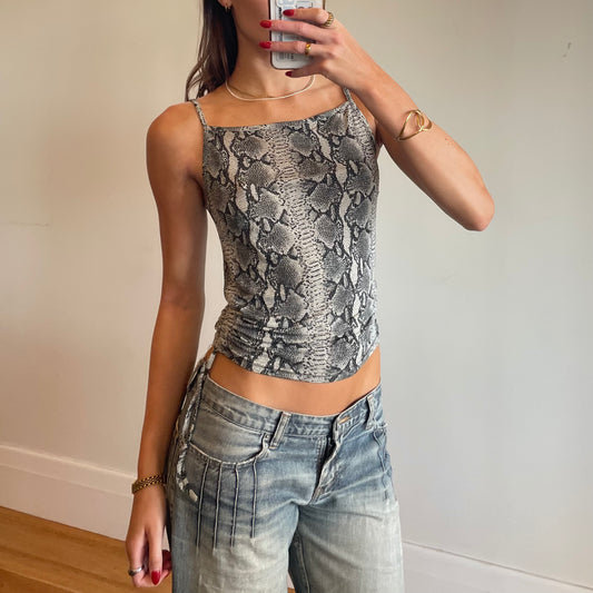 90s snake print ruched cami