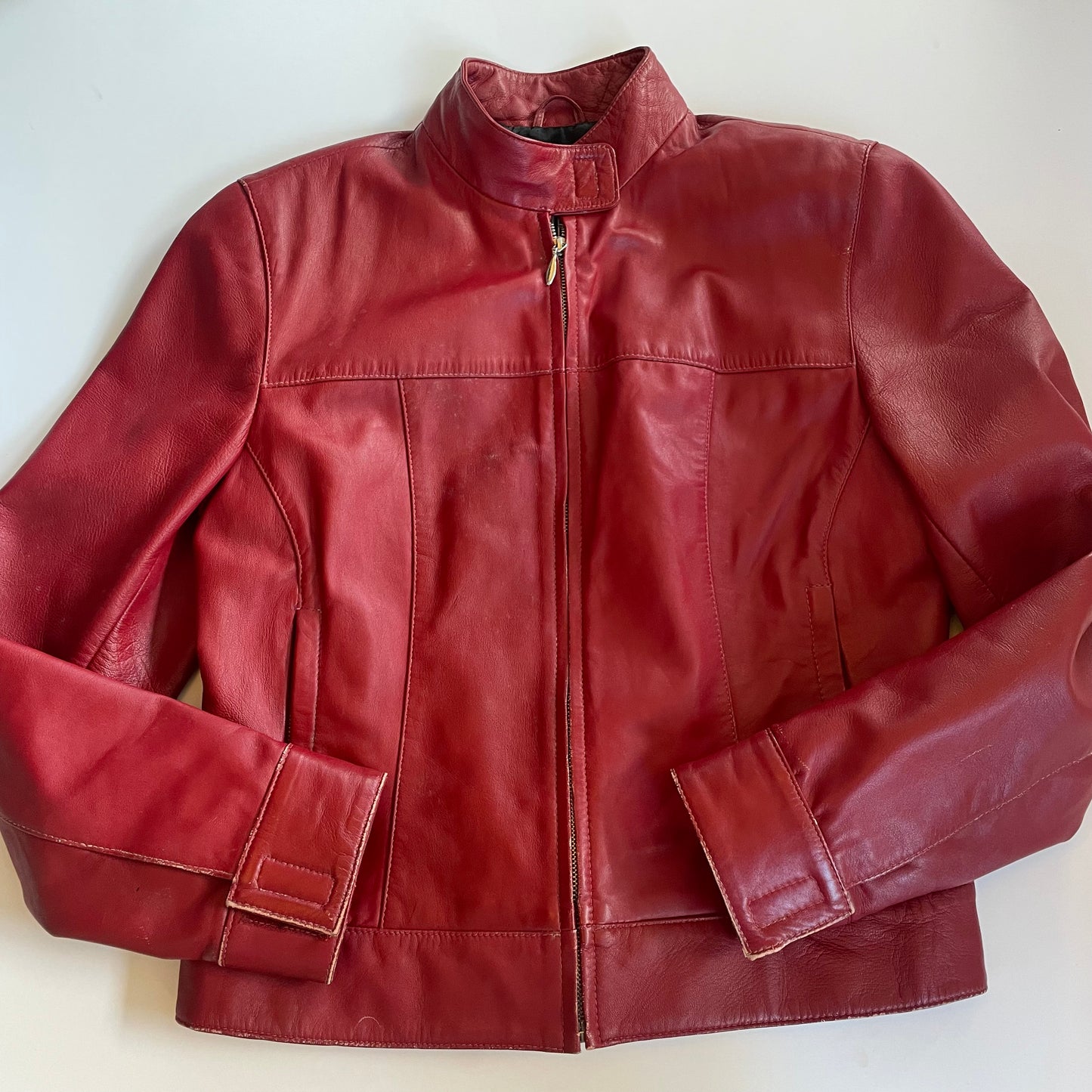 vintage red leather jacket