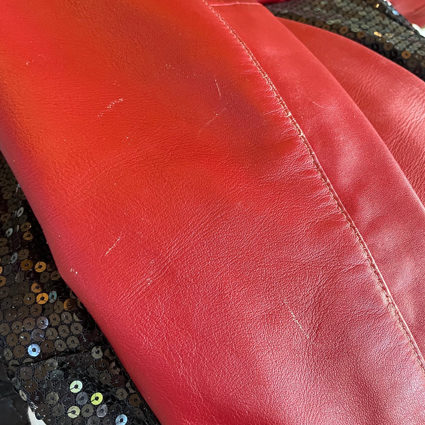 vintage red leather jacket