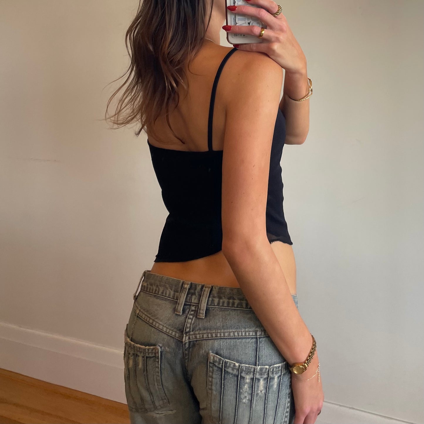 black asymmetrical cami