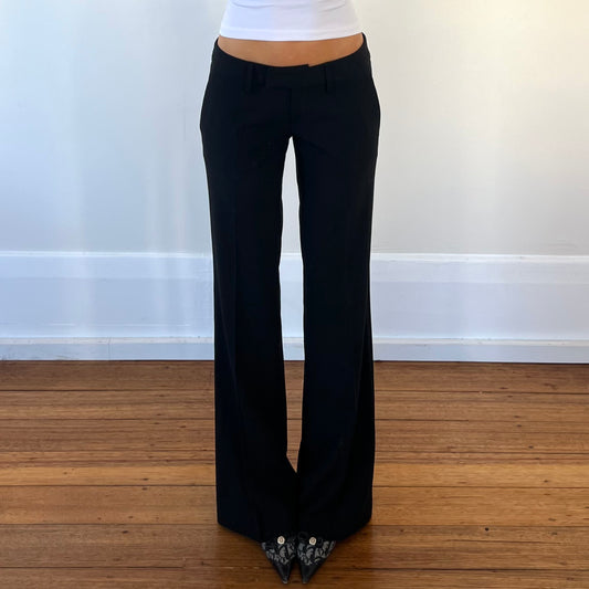 black low rise trousers