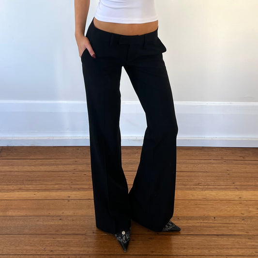black low rise trousers