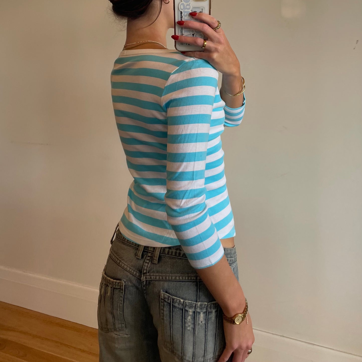 y2k stripey long sleeve top