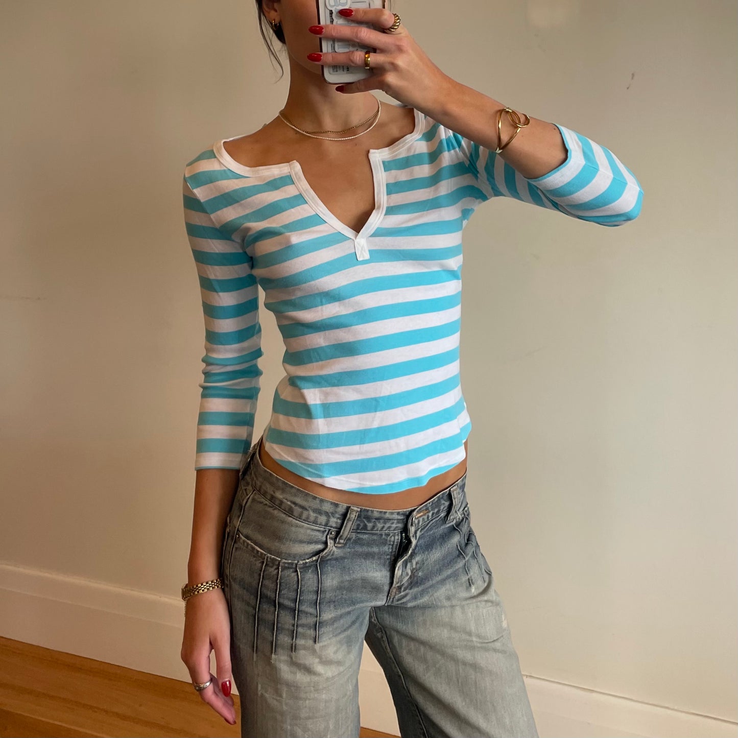 y2k stripey long sleeve top