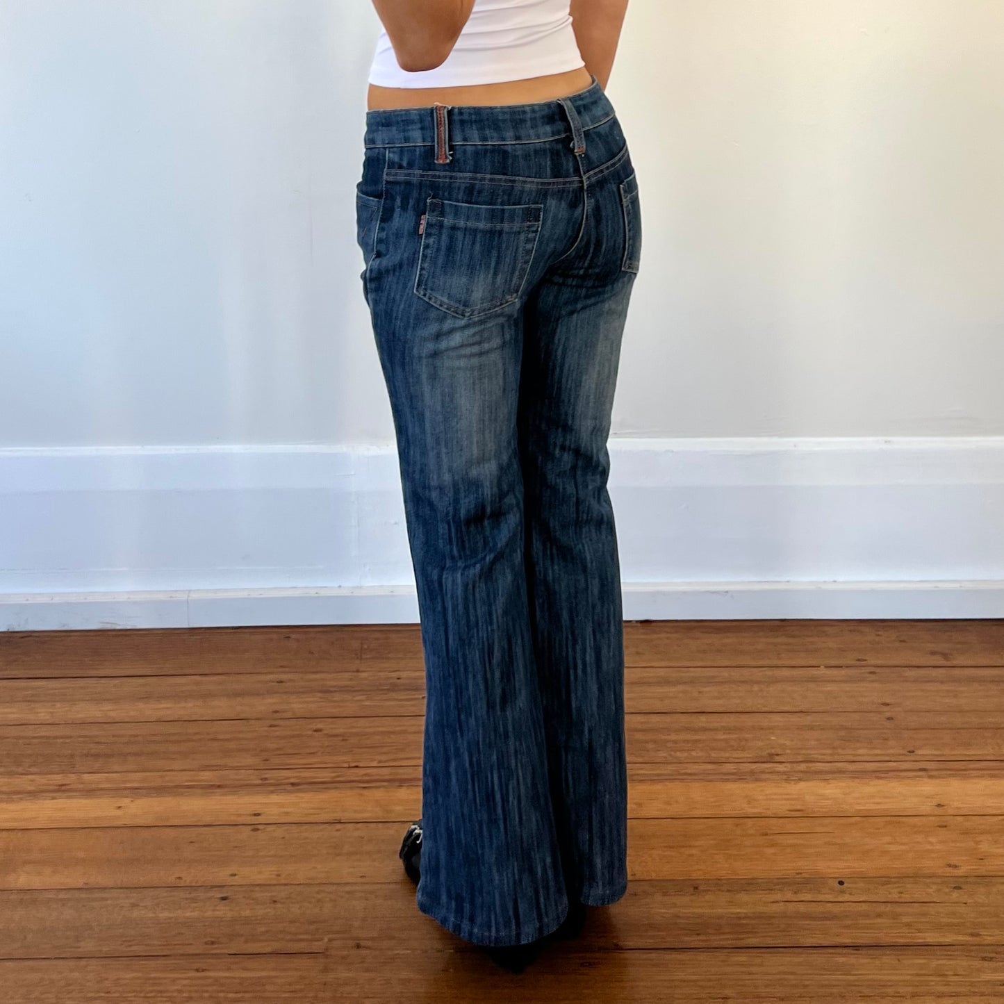 dark denim flared jeans