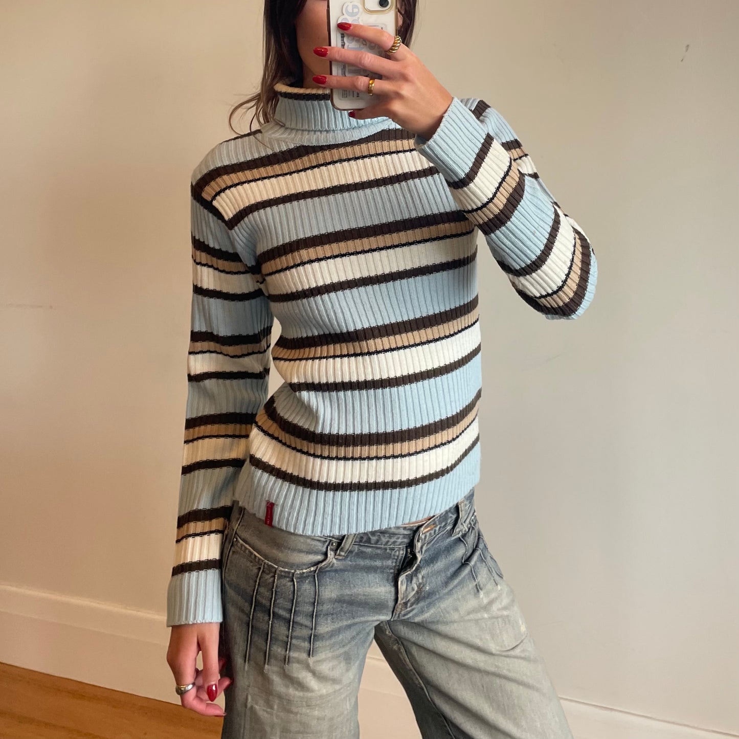 90s striped turtleneck jumper