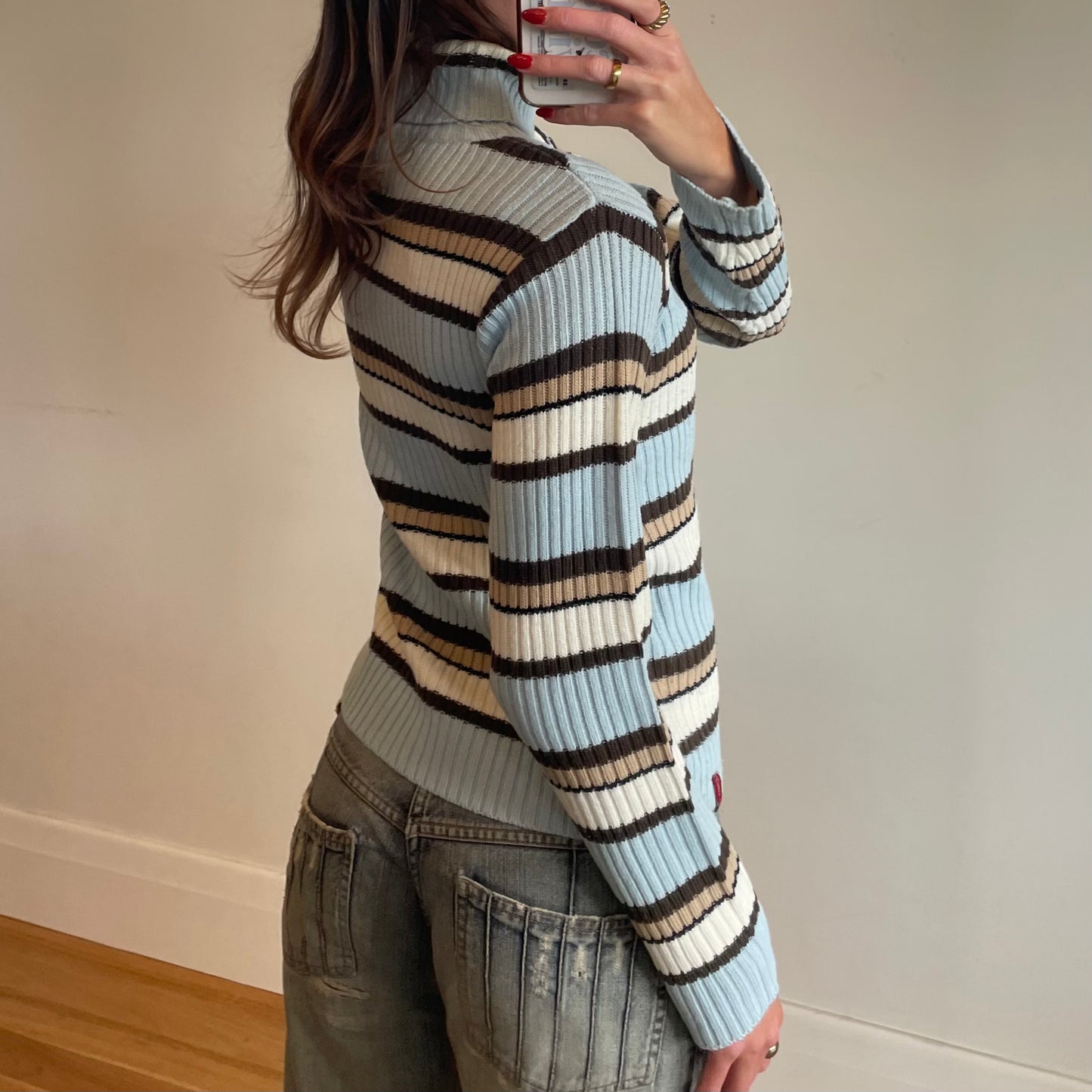 90s striped turtleneck jumper