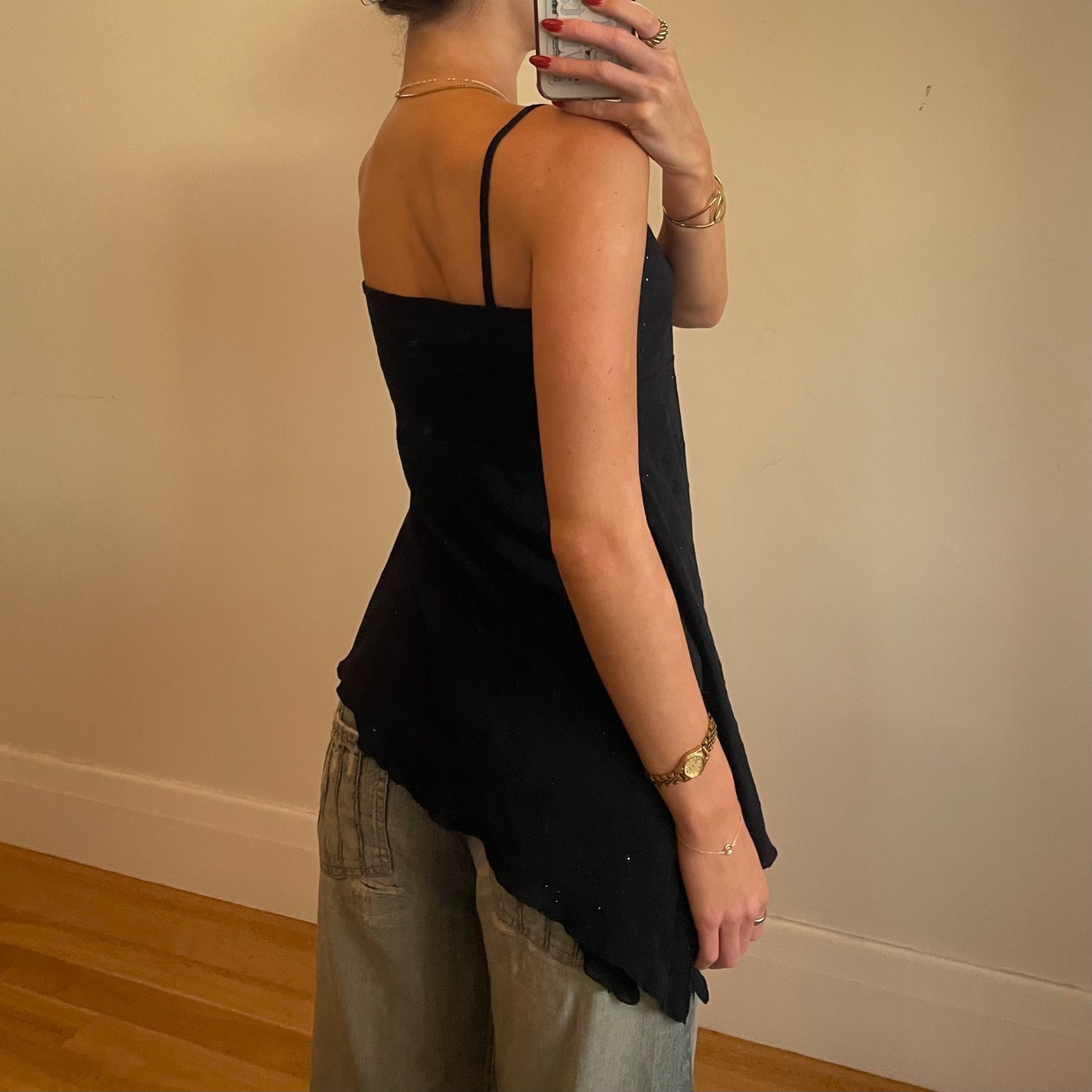 sparkly asymmetrical cami