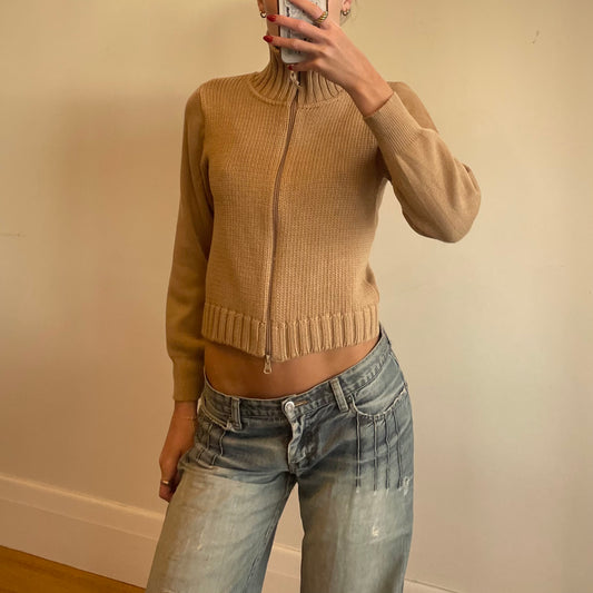 zip-up knit jumper