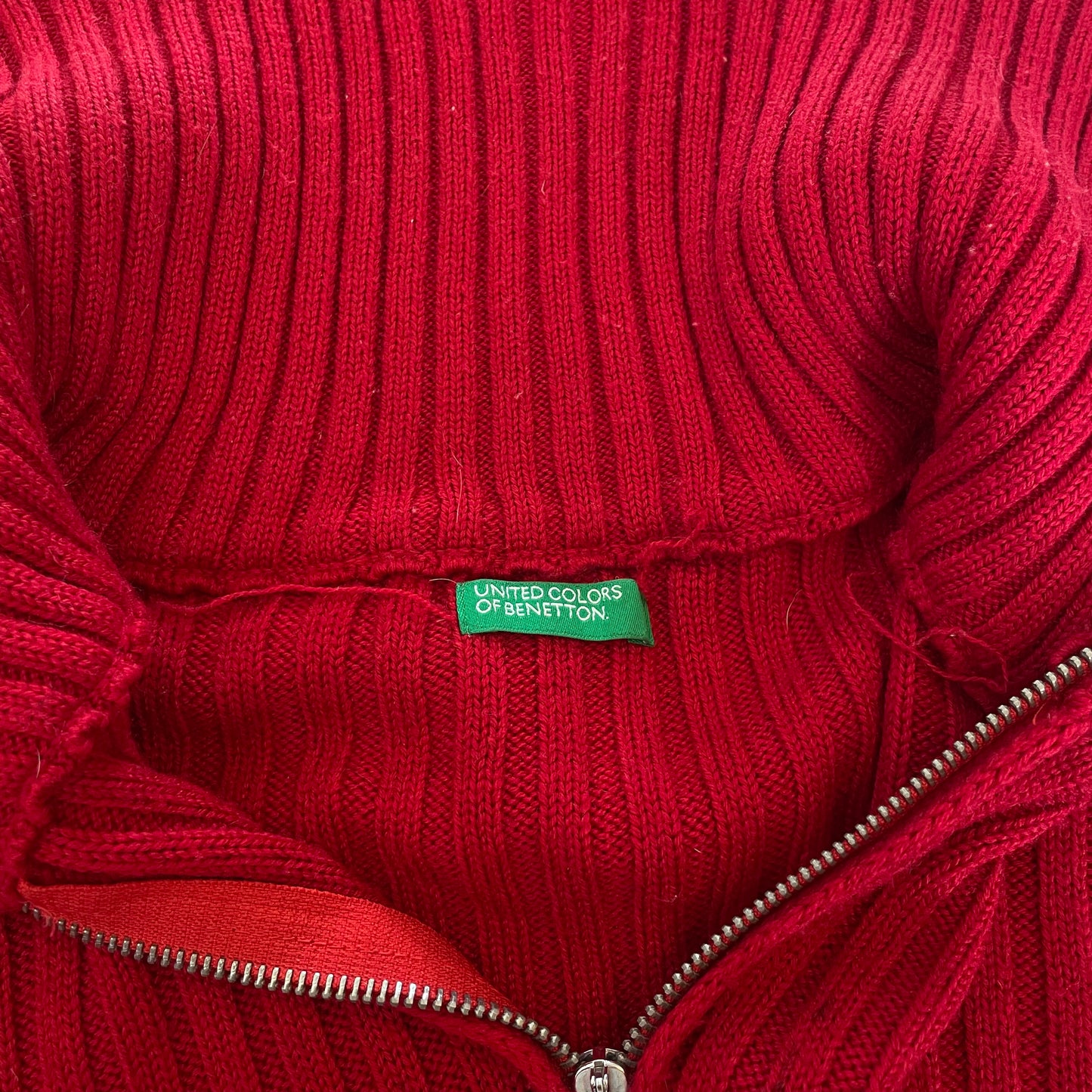 90s red zip-up knit jumper