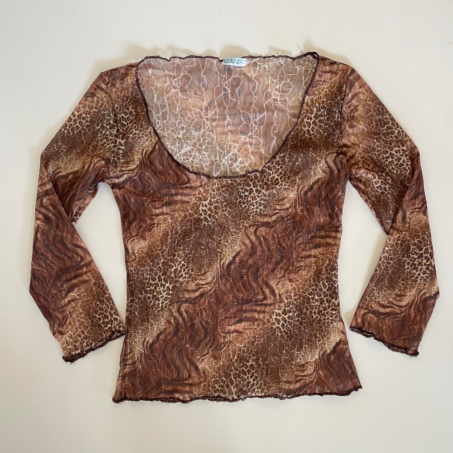 90s animal print sheer top