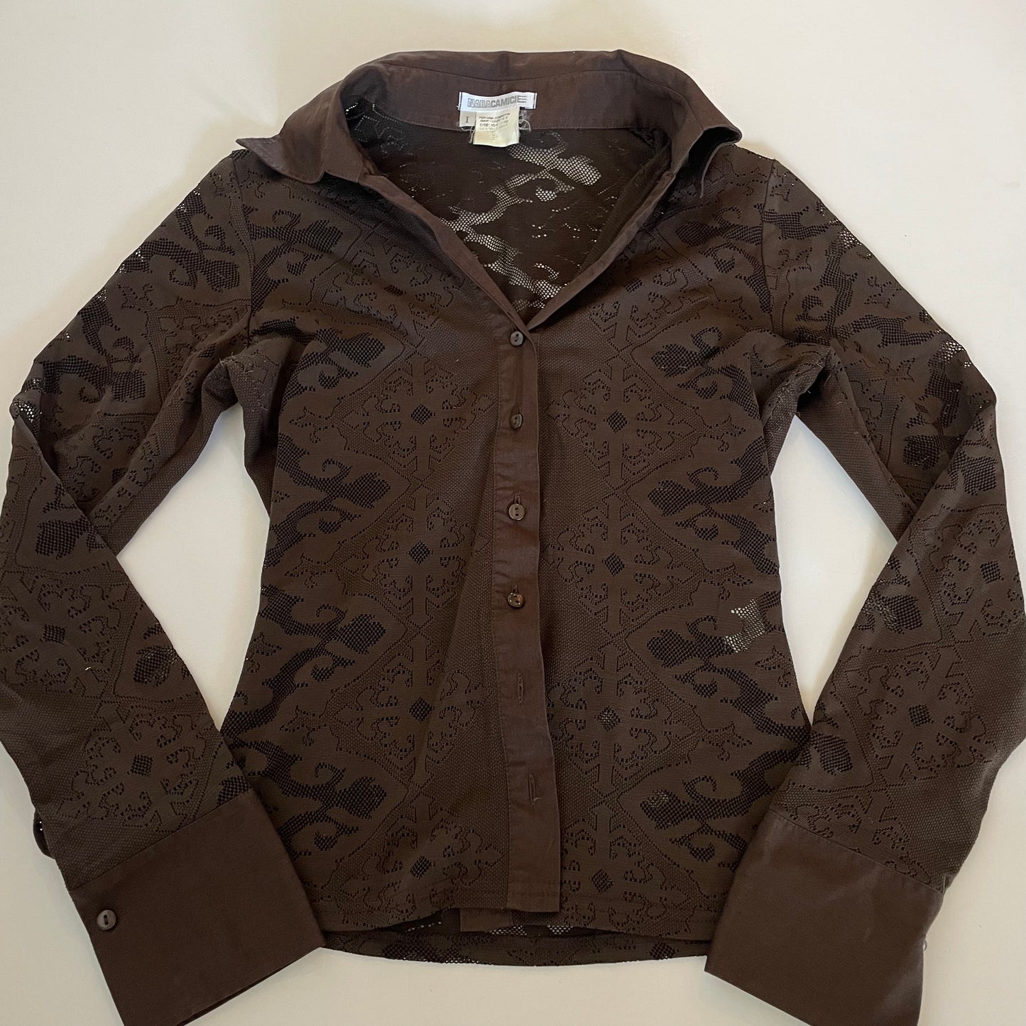 90s brown lace shirt