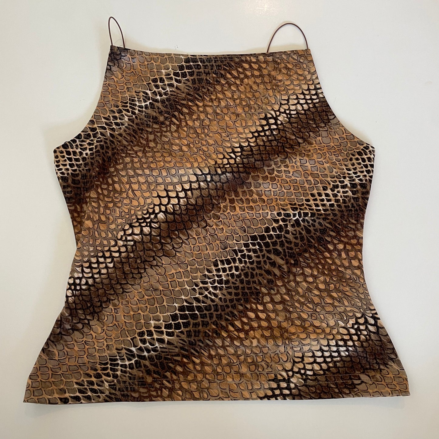 90s snake print boat-neck tank