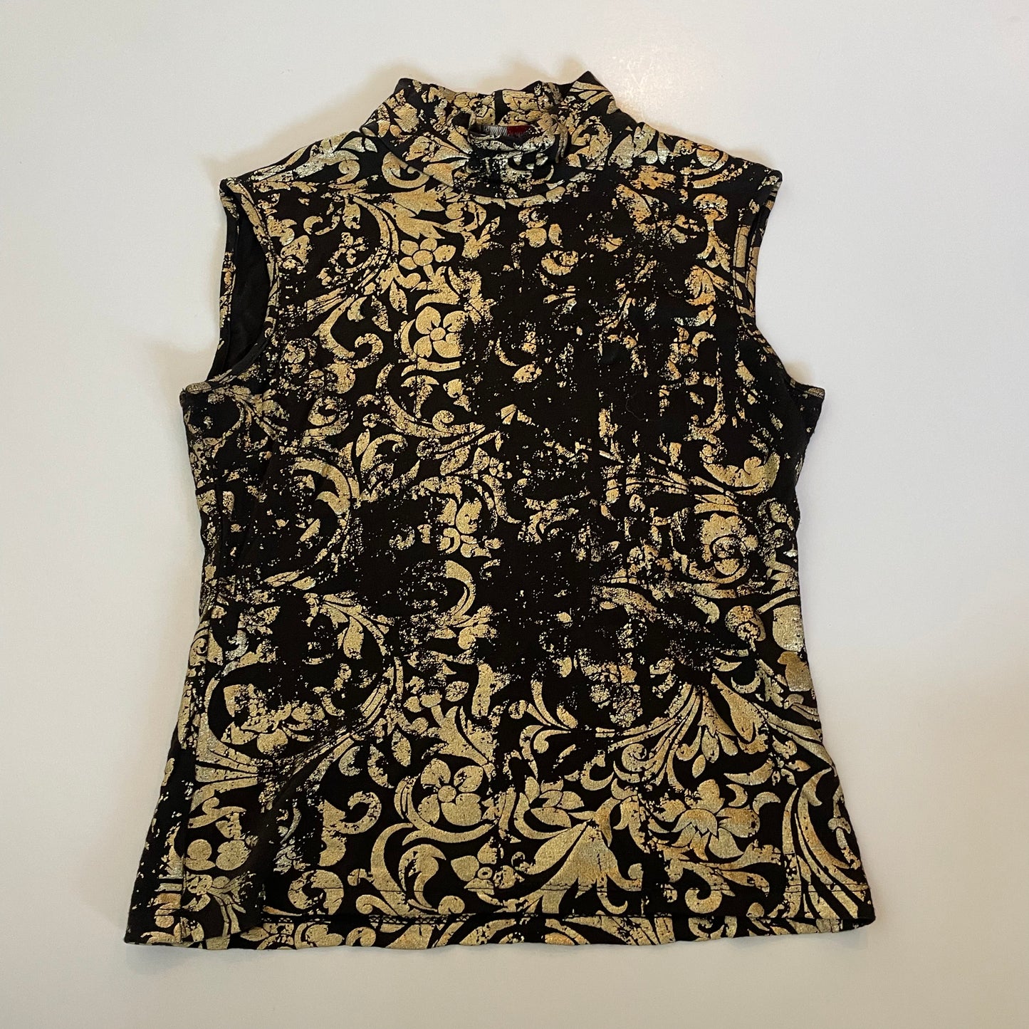 90s gold printed high-neck tank top