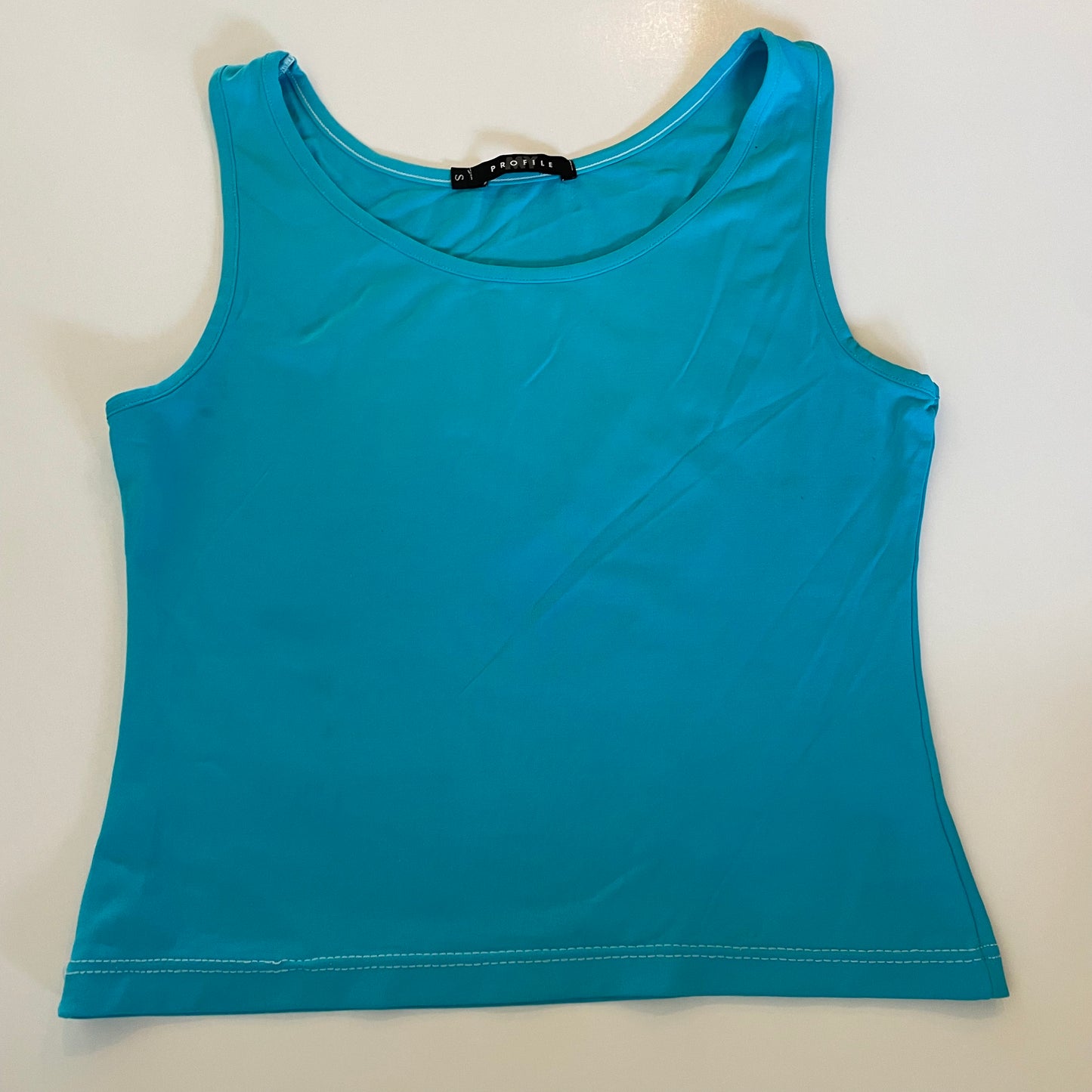 bright blue tank top