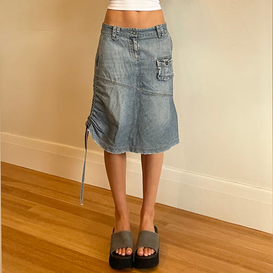 2000s denim midi skirt