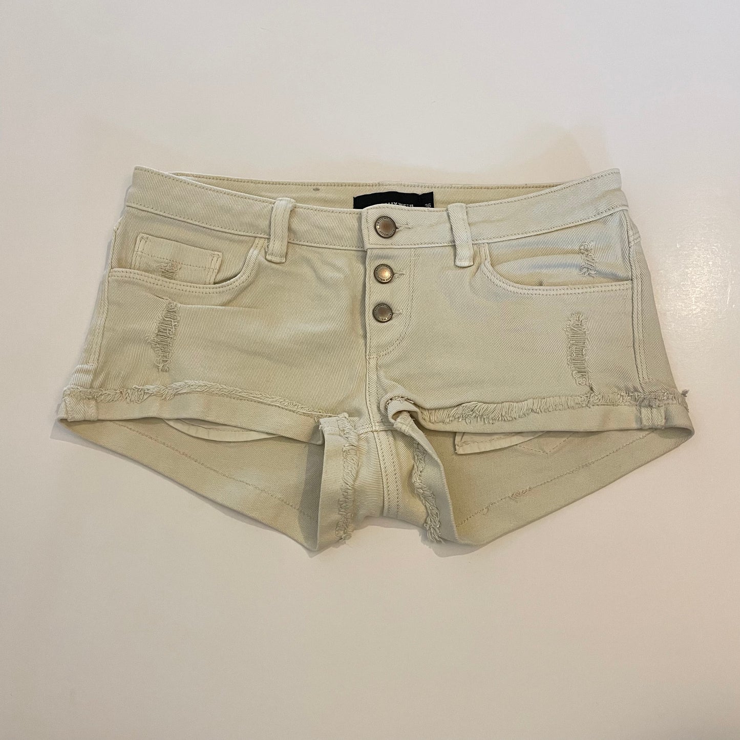 y2k cream denim mini shorts