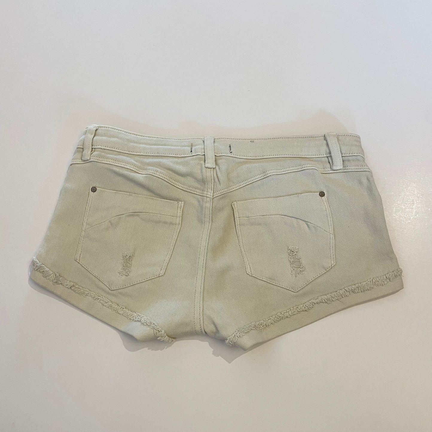 y2k cream denim mini shorts