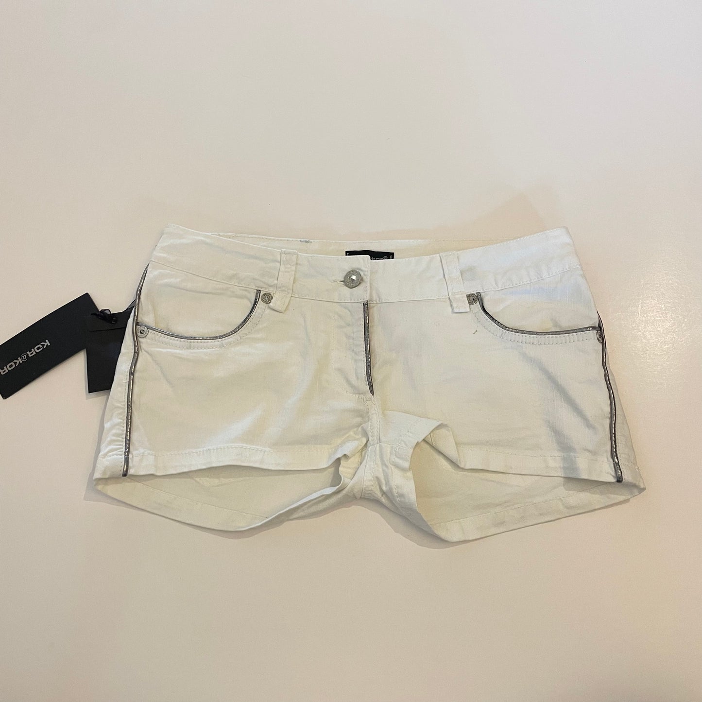 deadstock white mini shorts