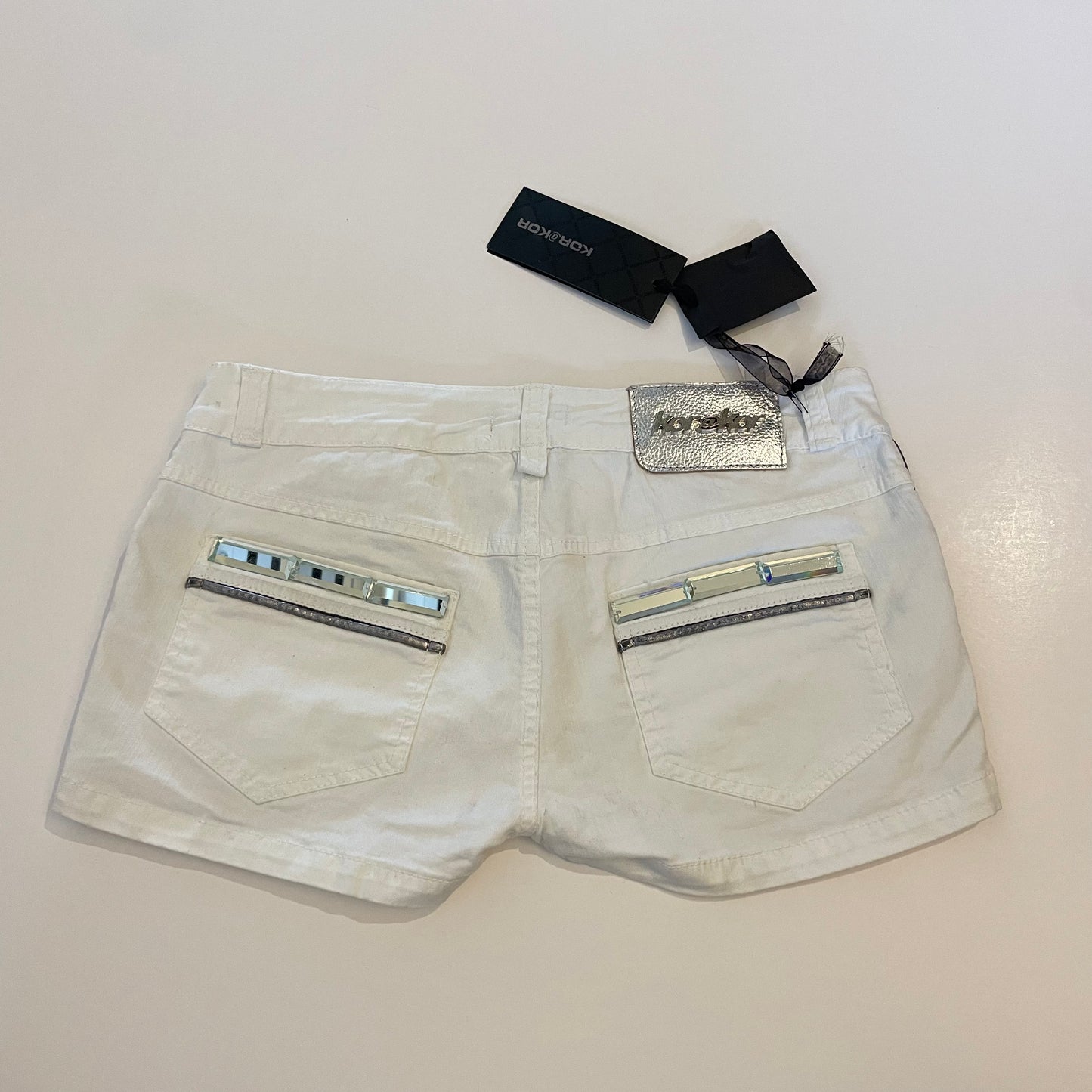 deadstock white mini shorts