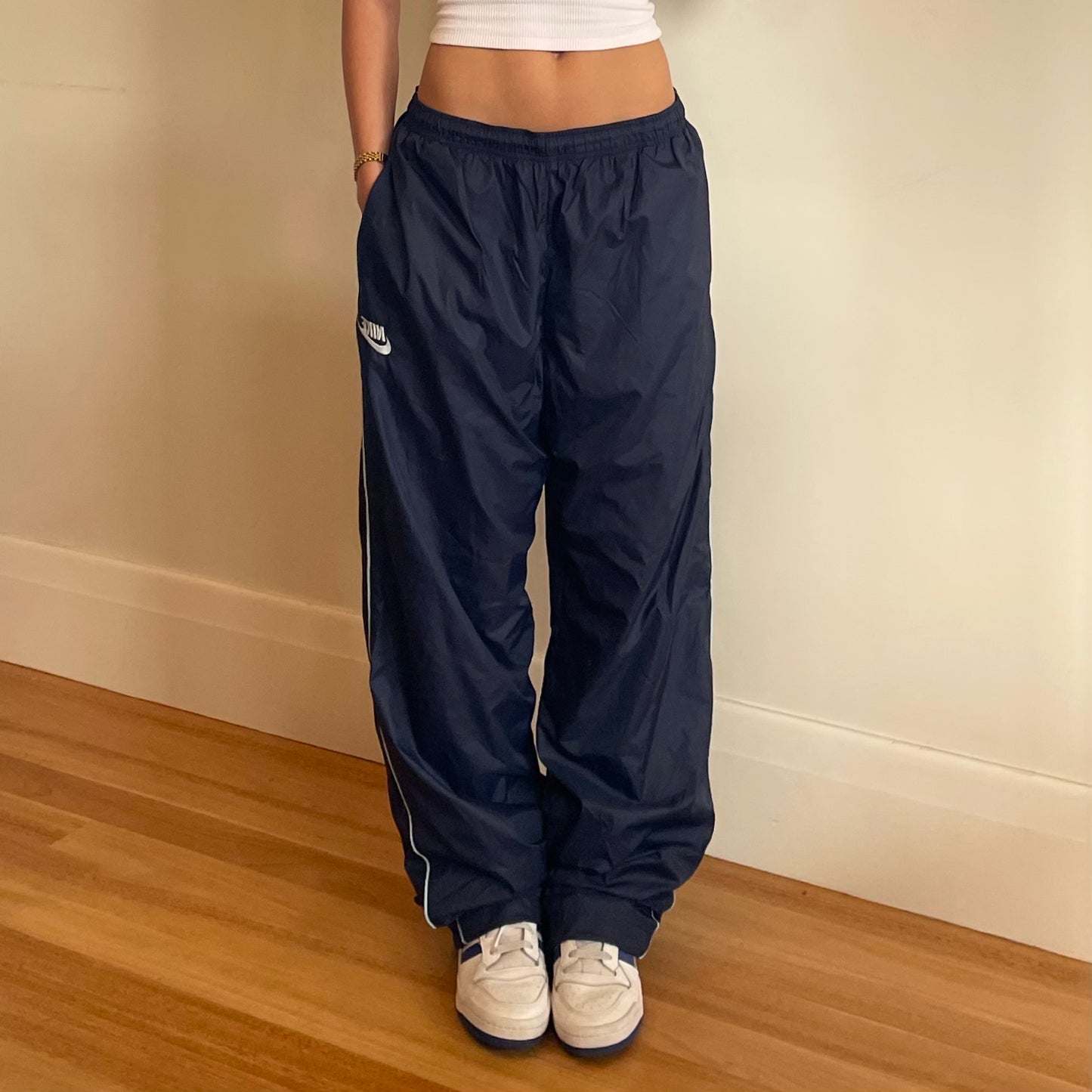 navy Nike spray pants