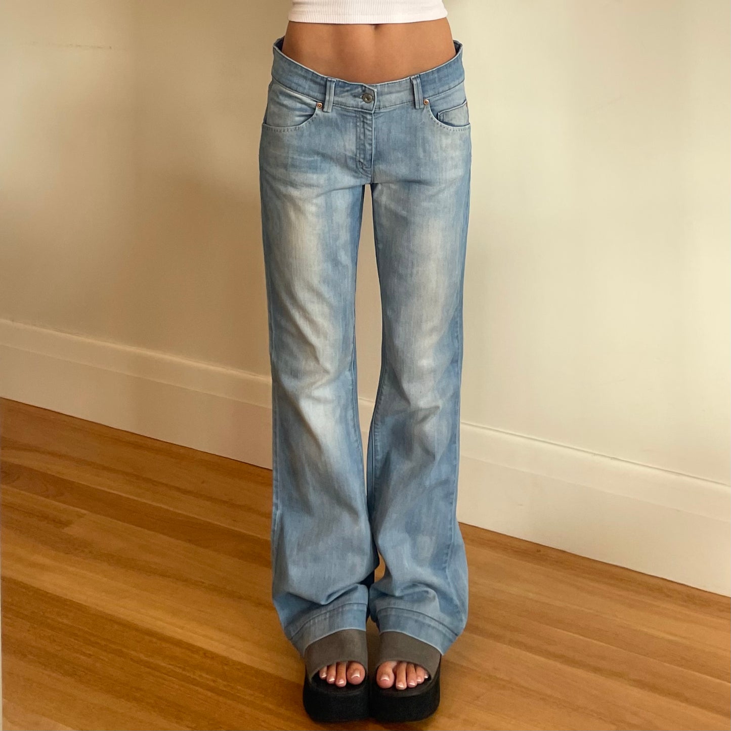 low rise flared jeans